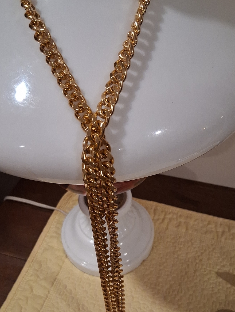 Goldtone Long Chain Necklace for Women - Polished Gold Tone